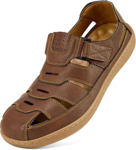 MAIZUN Men Leather Sandals Closed Toe Sport Sandals Comfortable Summer Shoes Fisherman Beach Athletic Outdoor Hiking in Saudi Arabia