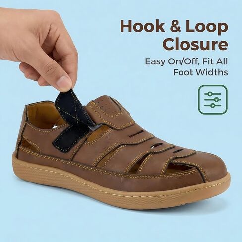 MAIZUN Men Leather Sandals Closed Toe Sport Sandals Comfortable Summer Shoes Fisherman Beach Athletic Outdoor Hiking in Saudi Arabia