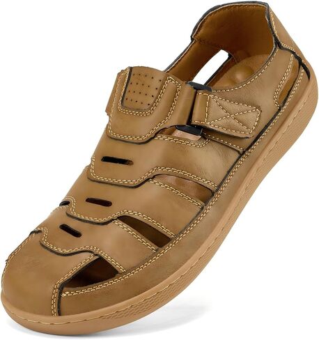 MAIZUN Men Leather Sandals Closed Toe Sport Sandals Comfortable Summer Shoes Fisherman Beach Athletic Outdoor Hiking in Saudi Arabia