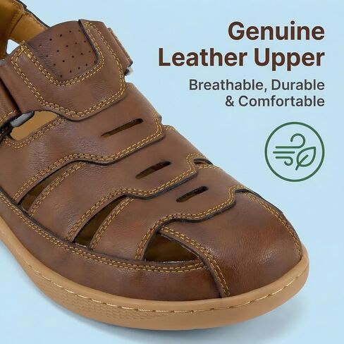 MAIZUN Men Leather Sandals Closed Toe Sport Sandals Comfortable Summer Shoes Fisherman Beach Athletic Outdoor Hiking in Saudi Arabia