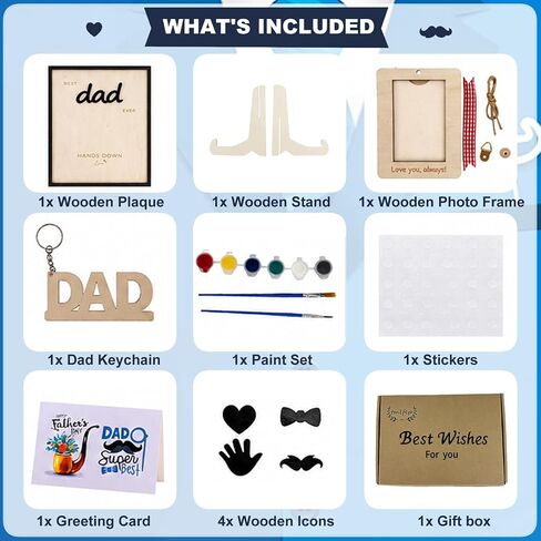 Best Dad Ever Handprint Craft Kit, Wooden Keepsake Sign with Paint, DIY Handprint Gift for Dad, Grandpa, Stepdad, Personalized Handprint Plaque for Kids in Saudi Arabia
