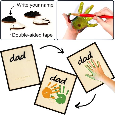 Best Dad Ever Handprint Craft Kit, Wooden Keepsake Sign with Paint, DIY Handprint Gift for Dad, Grandpa, Stepdad, Personalized Handprint Plaque for Kids in Saudi Arabia