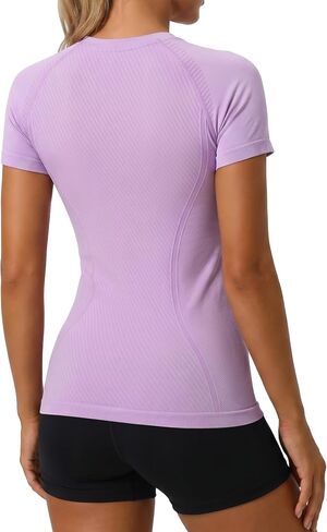 beautyin Workout Tops for Women Seamless Short Sleeve Athletic Shirts Lightweight Basic Tees for Gym Yoga Running in Saudi Arabia