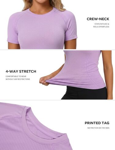 beautyin Workout Tops for Women Seamless Short Sleeve Athletic Shirts Lightweight Basic Tees for Gym Yoga Running in Saudi Arabia