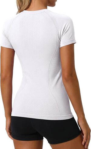 beautyin Workout Tops for Women Seamless Short Sleeve Athletic Shirts Lightweight Basic Tees for Gym Yoga Running in Saudi Arabia