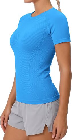 beautyin Workout Tops for Women Seamless Short Sleeve Athletic Shirts Lightweight Basic Tees for Gym Yoga Running in Saudi Arabia