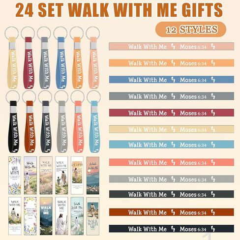 Kenning 24 Sets Walk with Me Keychains with Mormon Youth Theme Bookmarks LDS Missionary Silicone Keychain Bulk Students Classroom Gift for Coworker Sunday School Pastor Church in Kuwait