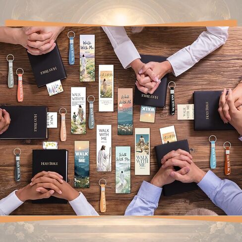 Kenning 24 Sets Walk with Me Keychains with Mormon Youth Theme Bookmarks LDS Missionary Silicone Keychain Bulk Students Classroom Gift for Coworker Sunday School Pastor Church in Kuwait