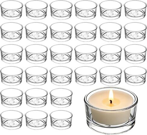 30 PCS Tealight Candle Holder, Clear Glass Tea Light Holders Bulk,Glass Votive Candle Holders,Small Tea Lights Holder for Wedding, Home Decor, Table Centerpiece, for 1.5 Inch Tealight in Kuwait