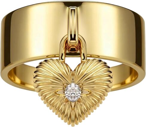 JATEBI Chunky Gold Heart Charms Ring for Women Cubic Zirconia Engagement Promise Ring 14k Gold Plated Y2K Ring Graducation Gift in Kuwait