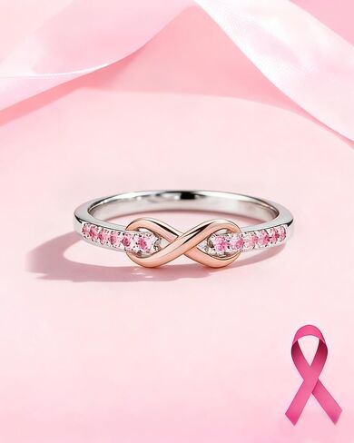 Breast Cancer Awareness Pink Ribbon Ring for Women, I Am Enough Inspirational Ring, Breast Cancer Survivor Support Gift, Cancer Awareness Jewelry with Message Card and Gift Box in Saudi Arabia