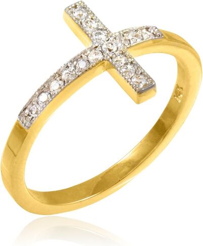 10k Gold CZ Sideways Cross Ring in Saudi Arabia