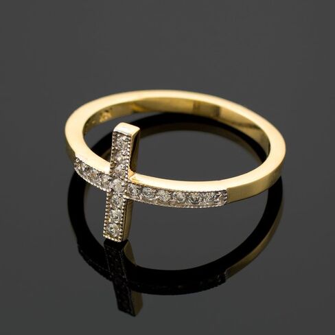 10k Gold CZ Sideways Cross Ring in Saudi Arabia