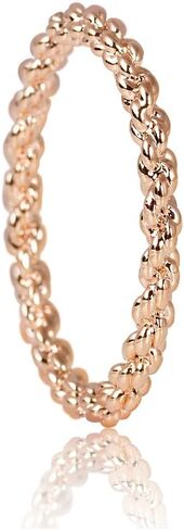 18K Gold Plated Brass Twisted Rope Rings for Women, 2mm Dainty Stackable Braided Eternity Band, Size 4-10, Rose Gold & White Gold Options, with Gift Box in Kuwait