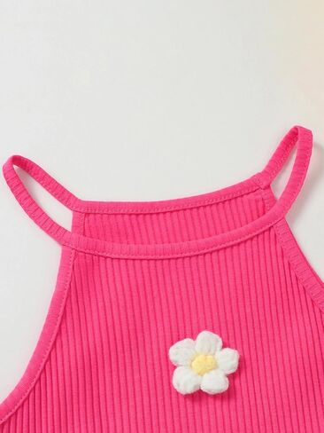 Girls Halter Top Ribbed Knit Sleeveless Shirts Vacation Top with Tassel in Saudi Arabia
