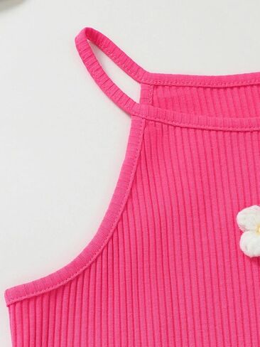 Girls Halter Top Ribbed Knit Sleeveless Shirts Vacation Top with Tassel in Saudi Arabia