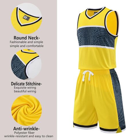 Customized Basketball Jersey for Boys/Men 2 Piece Basketball Uniform Adult Sleeveless Kit Lightweight Set in Saudi Arabia