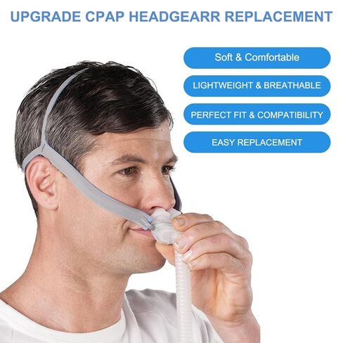 Replacement Headgear Straps Compatible with ResMed Airfit P10 Nasal Pillow CPAP Mask Straps One Elastic Straps with 2 Adjustment Clips Gray in Saudi Arabia