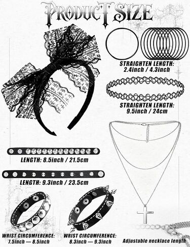 80s 90s Costume Accessories for Women, Punk Fancy Dress Party Kit with Lace Headband Earrings Fishnet Gloves Necklace Choker Bracelet for 80's Retro Themed Black in Saudi Arabia