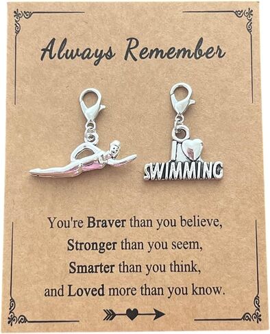 AMOBESTER I Love Swimming Clasp on Charms for Backpack Necklace Bracelet Zipper Pull Inspiration Jewelry for Swimming Lover in Kuwait