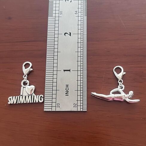AMOBESTER I Love Swimming Clasp on Charms for Backpack Necklace Bracelet Zipper Pull Inspiration Jewelry for Swimming Lover in Kuwait