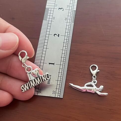 AMOBESTER I Love Swimming Clasp on Charms for Backpack Necklace Bracelet Zipper Pull Inspiration Jewelry for Swimming Lover in Kuwait