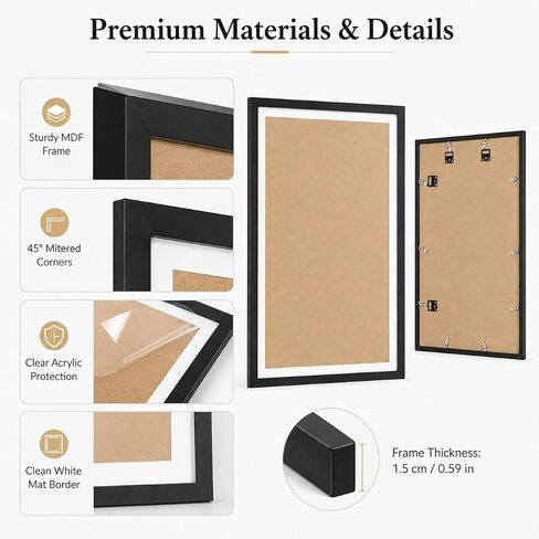 15.7x27.5inch/40x70cm Large Diamond Art Painting/Paint by Numbers MDF Picture Frames,Display 35x65cm with Mat or 40x70cm Without,Horizontal & Vertical Wall Hanging for Puzzles,Photos,Posters in Saudi Arabia