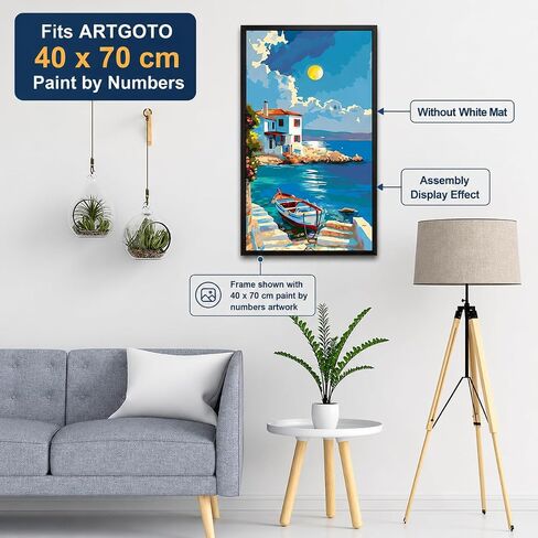 15.7x27.5inch/40x70cm Large Diamond Art Painting/Paint by Numbers MDF Picture Frames,Display 35x65cm with Mat or 40x70cm Without,Horizontal & Vertical Wall Hanging for Puzzles,Photos,Posters in Saudi Arabia