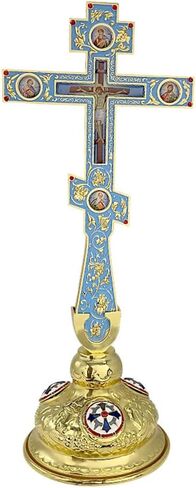 RZRHMUHN Orthodox Cross, Orthodox Standing Cross, Religious Gift, Desktop Decoration, Church Supplies, 13.4In*5.7In (Blue) in Saudi Arabia
