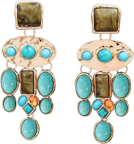 Western Boho Earrings for Women Big Chandelier Peacock Jewelry Vintage Statement Hippie Earrings 60s Country Women's Drop & Dangle Earrings in Kuwait