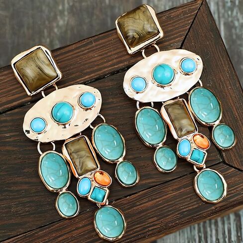 Western Boho Earrings for Women Big Chandelier Peacock Jewelry Vintage Statement Hippie Earrings 60s Country Women's Drop & Dangle Earrings in Kuwait