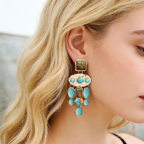 Western Boho Earrings for Women Big Chandelier Peacock Jewelry Vintage Statement Hippie Earrings 60s Country Women's Drop & Dangle Earrings in Kuwait