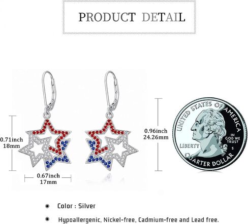 American Patriotic Earrings for Women 4th of July Independence Day Earrings Memorial Day Jewelry Veterans Gifts in Kuwait