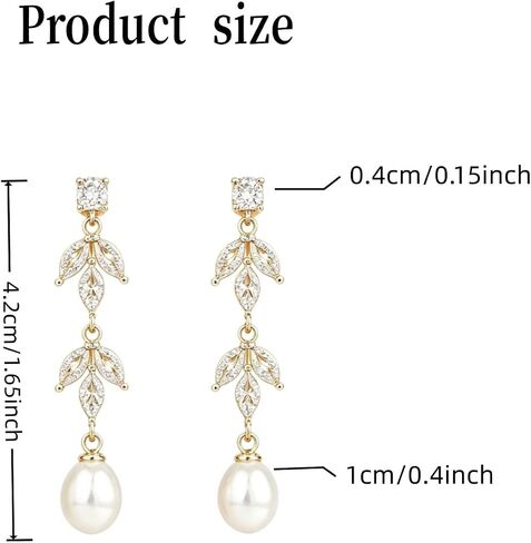 Pearl Dangle Earrings for Women Trendy，14K Gold Plated Dainty Dangle Drop Earrings with Pearl，Prom Earrings Hypoallergenic Diamond Studs Earring Wedding Jewelry Gifts in Saudi Arabia