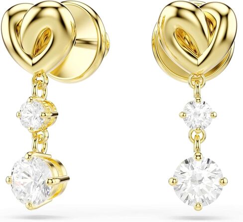 Swarovski Lifelong drop earrings, Round cut, Heart, White, Gold-tone plated in Kuwait