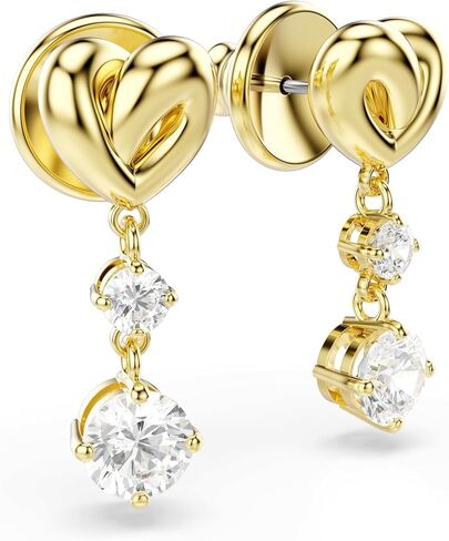 Swarovski Lifelong drop earrings, Round cut, Heart, White, Gold-tone plated in Kuwait