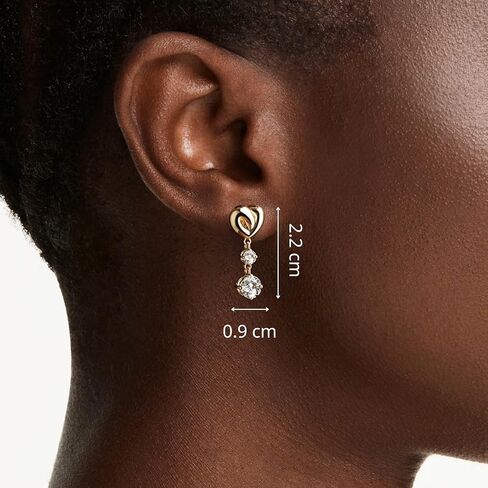 Swarovski Lifelong drop earrings, Round cut, Heart, White, Gold-tone plated in Kuwait