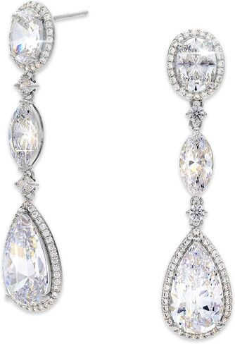 Nadri Teardrop Earrings for Women - Rhodium-Plated Dangle Earrings with Cubic Zirconia Stones - Elegant Wedding Jewelry - Hypoallergenic in Saudi Arabia