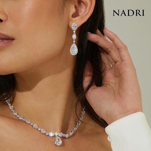 Nadri Teardrop Earrings for Women - Rhodium-Plated Dangle Earrings with Cubic Zirconia Stones - Elegant Wedding Jewelry - Hypoallergenic in Saudi Arabia