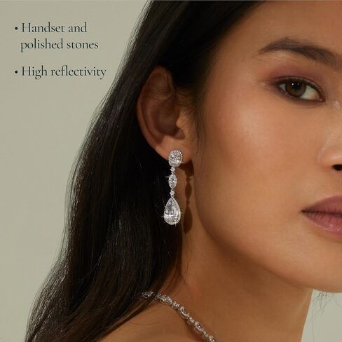 Nadri Teardrop Earrings for Women - Rhodium-Plated Dangle Earrings with Cubic Zirconia Stones - Elegant Wedding Jewelry - Hypoallergenic in Saudi Arabia