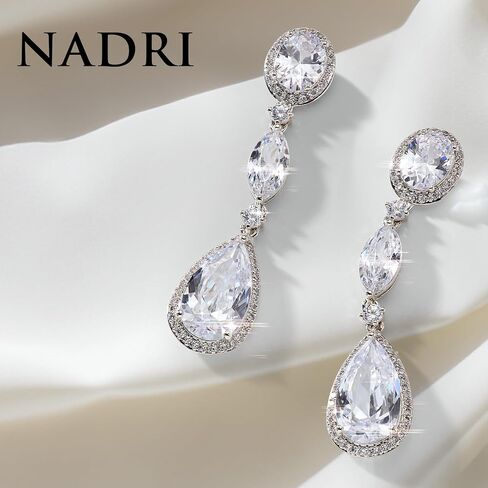 Nadri Teardrop Earrings for Women - Rhodium-Plated Dangle Earrings with Cubic Zirconia Stones - Elegant Wedding Jewelry - Hypoallergenic in Saudi Arabia