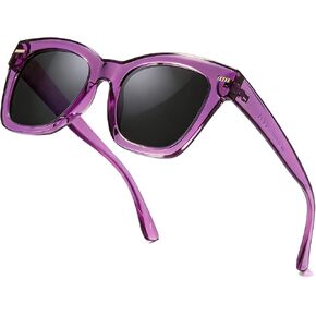 TJUTR Retro Oversized Square Sunglasses for Women, Polarized U400 Protection, Vintage Cat-Eye Frame Shades with Metal Accents in Saudi Arabia
