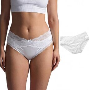 Womens Low Rise Lace Panties Cheeky Bikini Underwear Soft V-Front Silk-Blend Gusset in Kuwait
