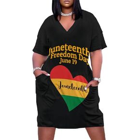 Juneteenth Freedom Day African American Women's Plus Size Dresses Summer T-Shirt Dress in Saudi Arabia