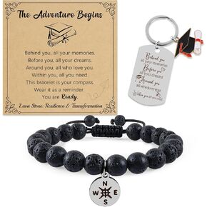 Graduation Gifts for Her Him 2026 Inspirational Compass Graduation Bracelets Keychain with Gift Message Card for Women Daughter Son Friends Middle High School College Students in Saudi Arabia