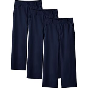 Resinta 3 Pack Girls Uniform Pants, Wide Leg Straight Fit School Uniform Pants for Girls with Zipper Fly & Pockets, 5-15Y in Kuwait