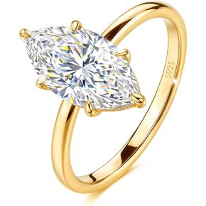 3CT Marquise Moissanite Engagement Rings for Women: Lab Grown Diamond D Color VVS1 925 Sterling Silver 14K Gold Plated Non Tarnish Wedding Band, Bridal Jewelry Gifts Anniversary Promise Ring for Her in Saudi Arabia