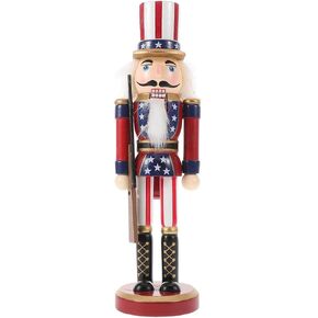 PRETYZOOM Christmas Wooden Nutcracker, Us Flag Nutcracker Soldier Figurine, Patriotic Xmas Nutcracker Statue Ornament Christmas Decoration in Saudi Arabia