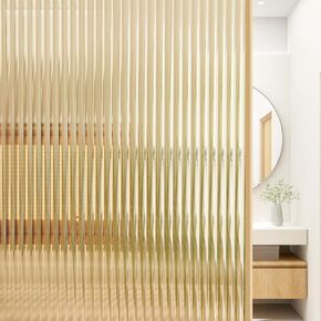 Beautyhero Adhesive Reeded Glass Window Privacy Film, Shatterproof Fluted Frosted Glass Clings, Waterproof 3D Decorative Window Coverings for Bathroom, Cabinet, Front Door, 17.5 x 78.7 Inch in Kuwait