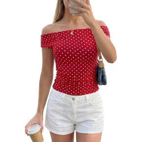 PRETTYGARDEN Womens Off The Shoulder Tops 2026 Summer Y2K Clothes Going Out Shirts Ruched Tank Top Date Night Outfits in Kuwait